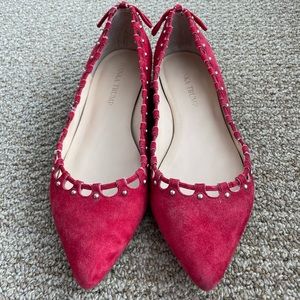 Ivanka Trump Red Suede "Copper" Pointy-Toe Flat Size 7